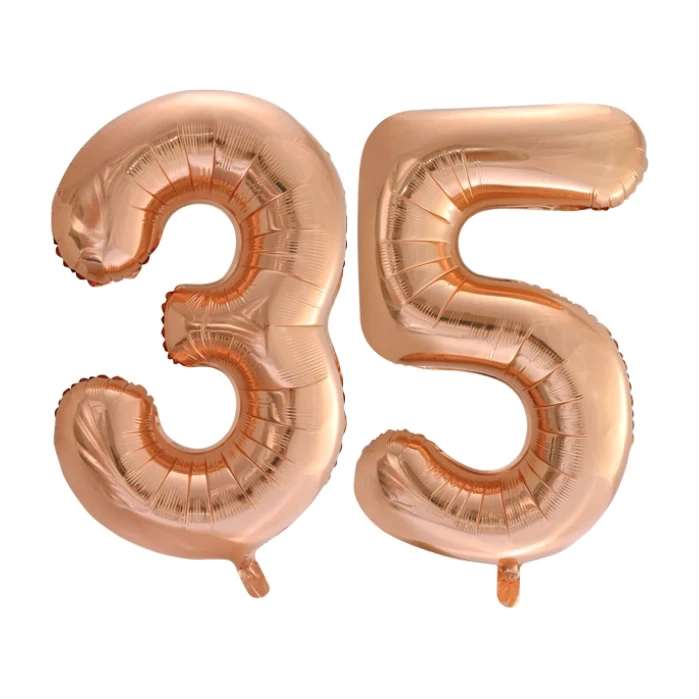 Folieballon 35 jaar Rose Goud 66cm
