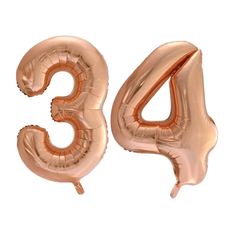 Folieballon 34 jaar Rose Goud 66cm