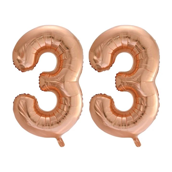 Folieballon 33 jaar Rose Goud 66cm
