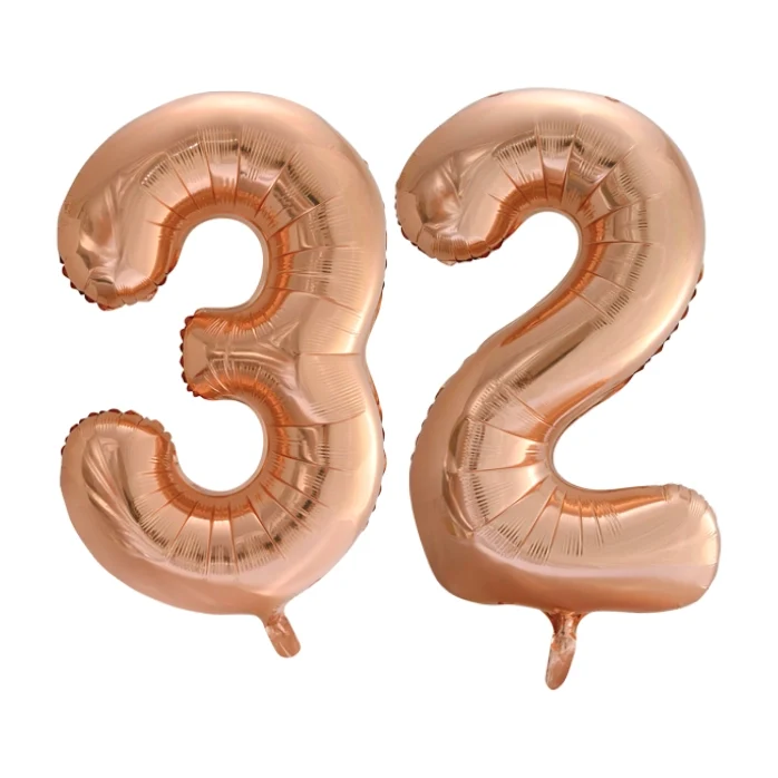 Folieballon 32 jaar Rose Goud 66cm