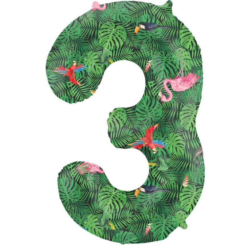 Folieballon Cijfer 3 Jungle Print (86cm)