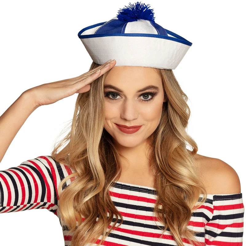 Matrozen muts Marine blauw/wit