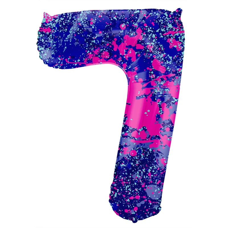 Folieballon Cijfer 7 Paint Splash Neon (86cm)
