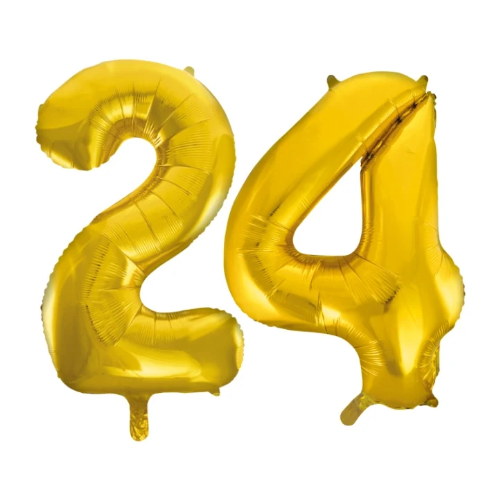Folieballon 24 jaar Goud 66cm