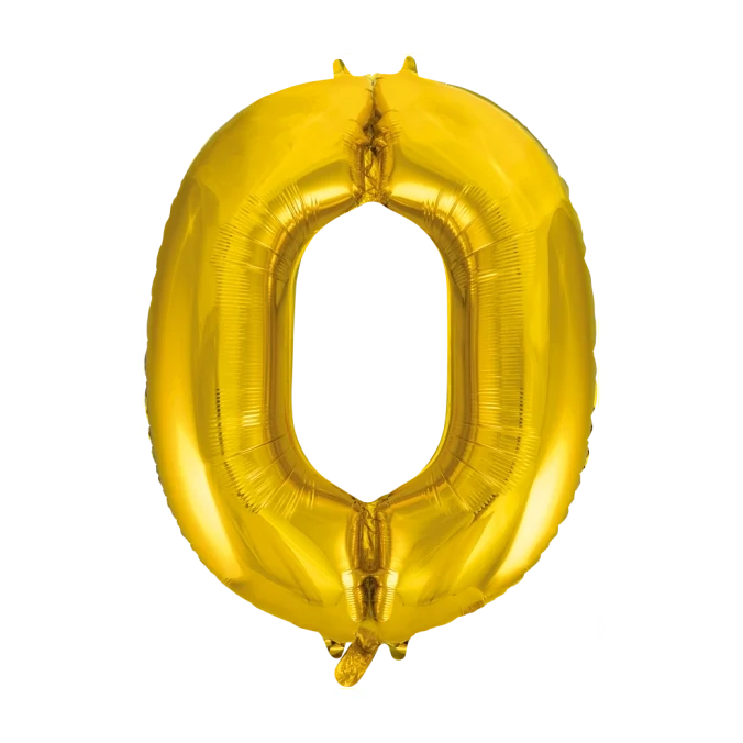 Folieballon cijfer 0 Goud 66cm
