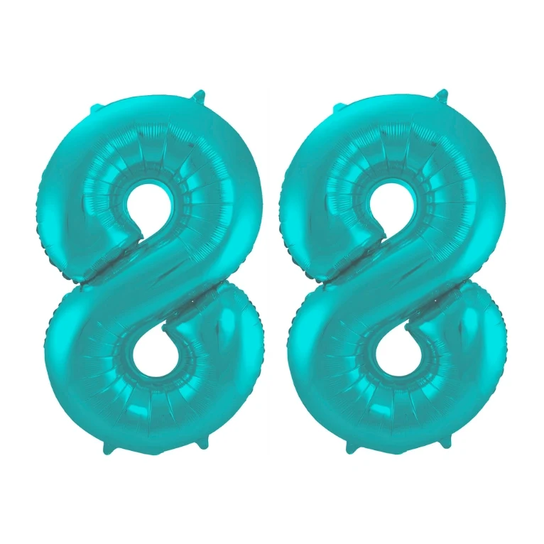 Folieballon 88 jaar metallic pastel aqua mat 86cm