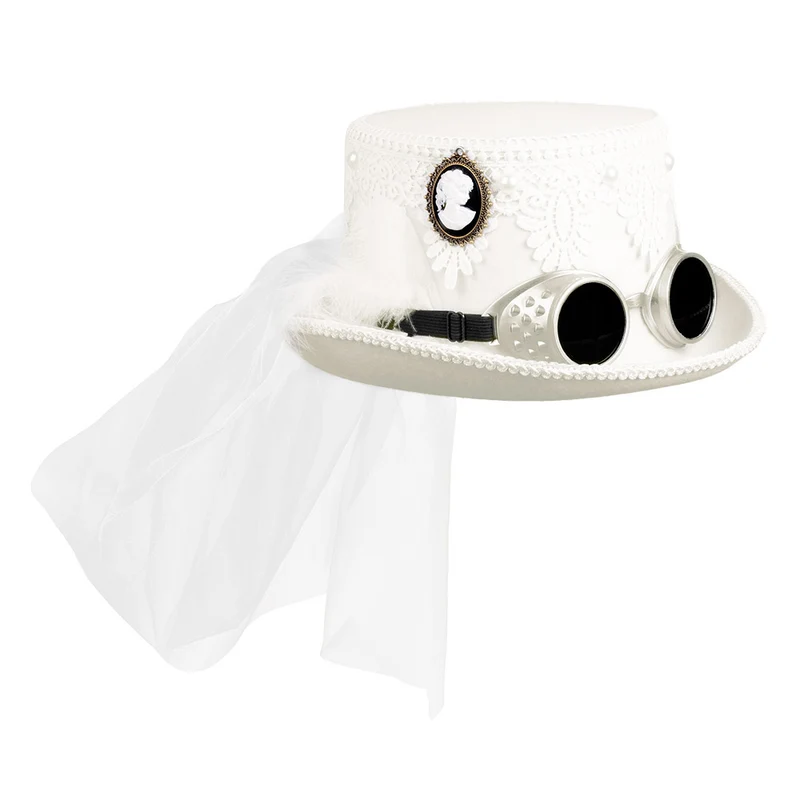 Witte Steampunkhoed Marrypunk