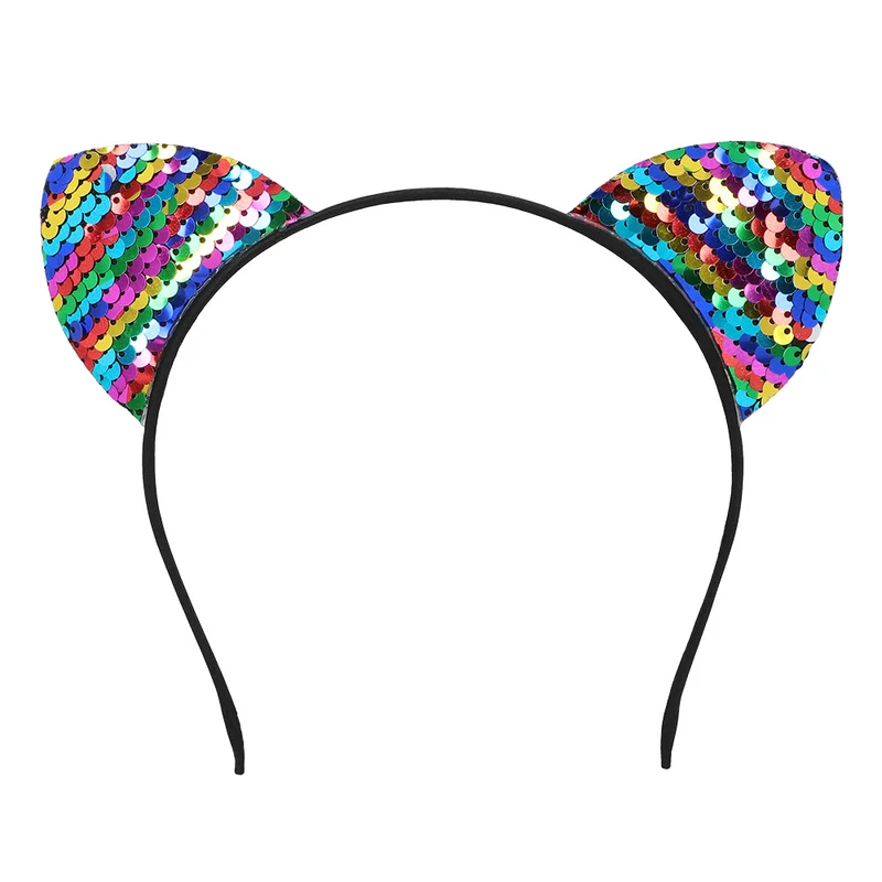 Diadeem regenboog katten oren glitter