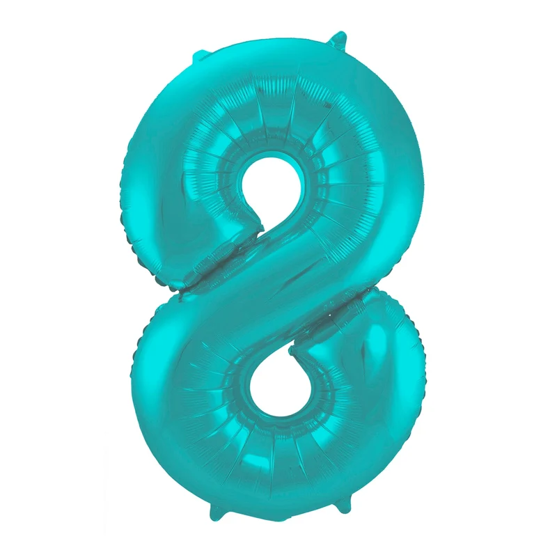 Folieballon 8 jaar metallic pastel aqua mat 86cm