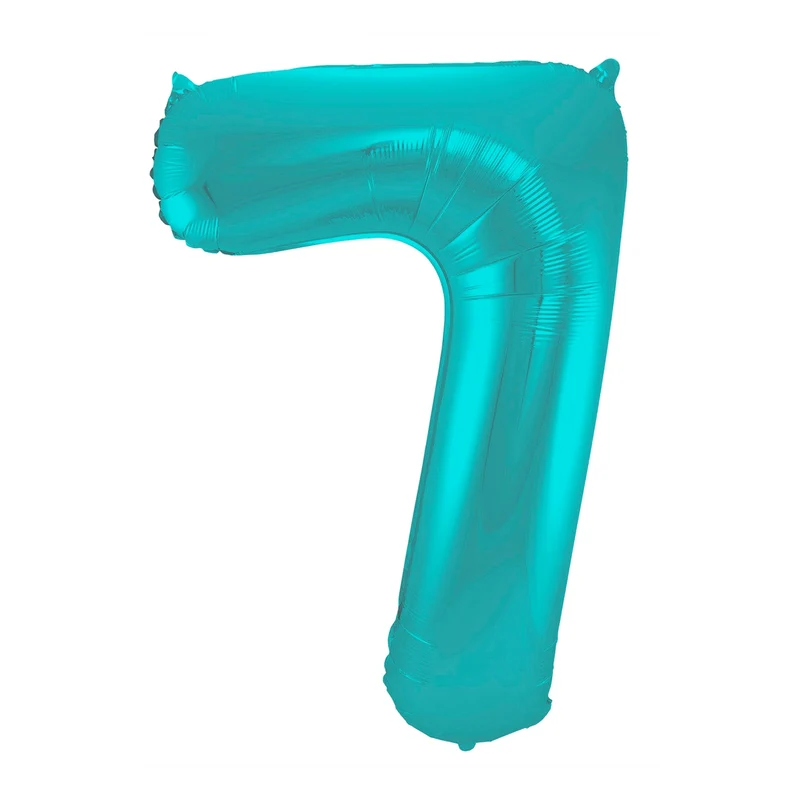 Folieballon 7 jaar metallic pastel aqua mat 86cm