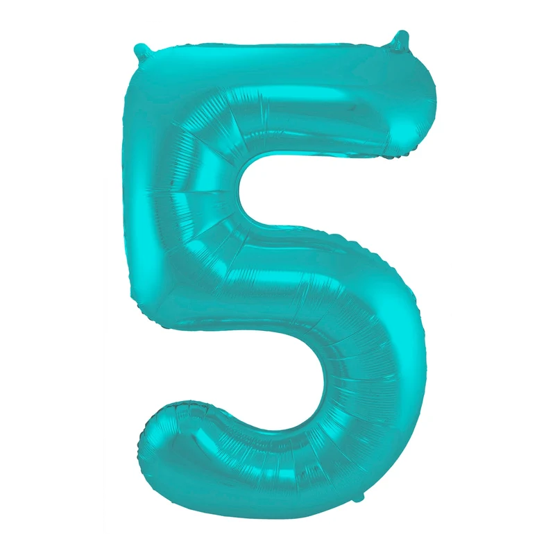 Folieballon 5 jaar metallic pastel aqua mat 86cm