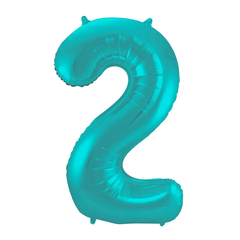 Folieballon 2 jaar metallic pastel aqua mat 86cm