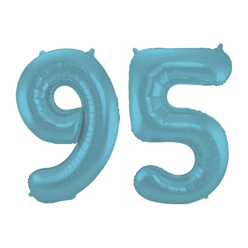 Folieballon 95 jaar metallic pastel blauw mat 86cm