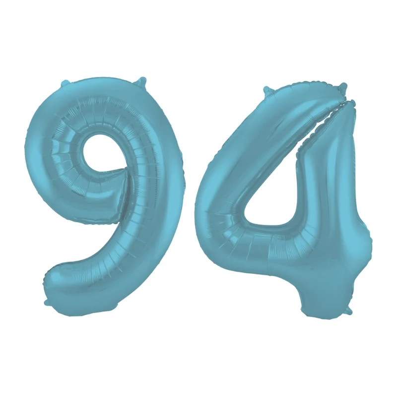 Folieballon 94 jaar metallic pastel blauw mat 86cm