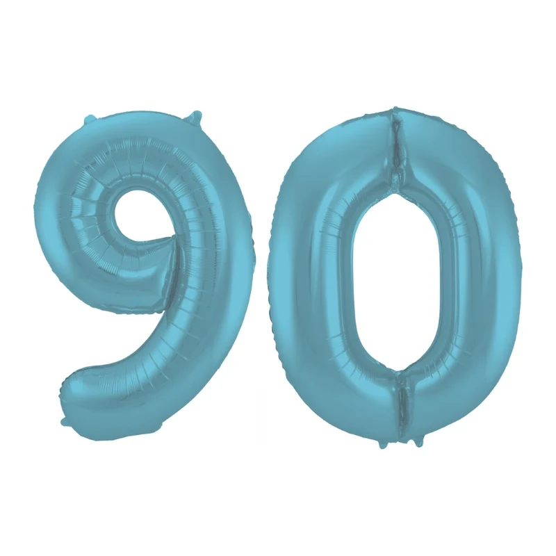 Folieballon 90 jaar metallic pastel blauw mat 86cm