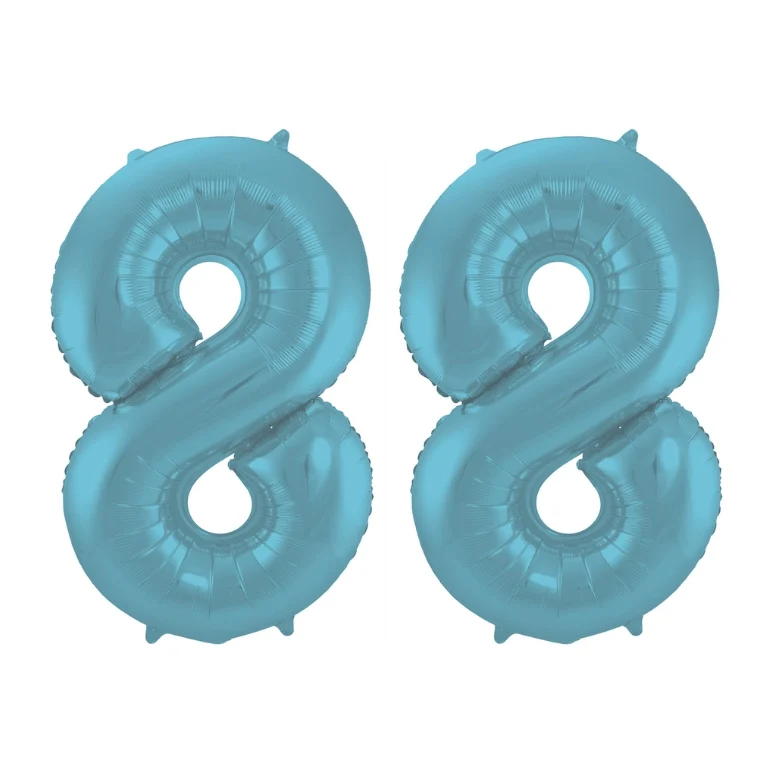 Folieballon 88 jaar metallic pastel blauw mat 86cm