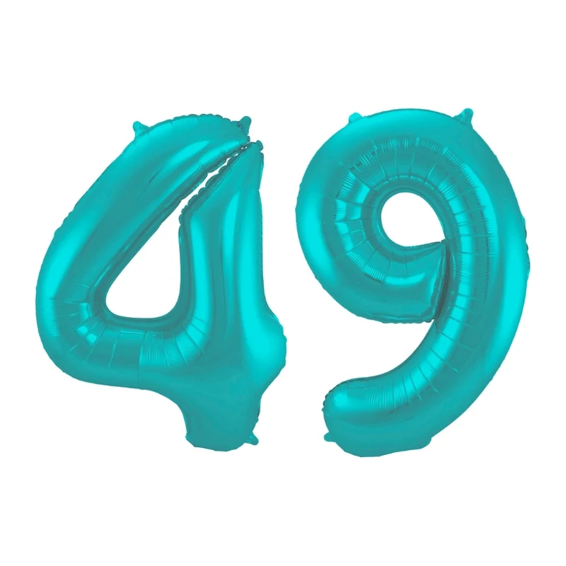 Folieballon 49 jaar metallic pastel aqua mat 86cm