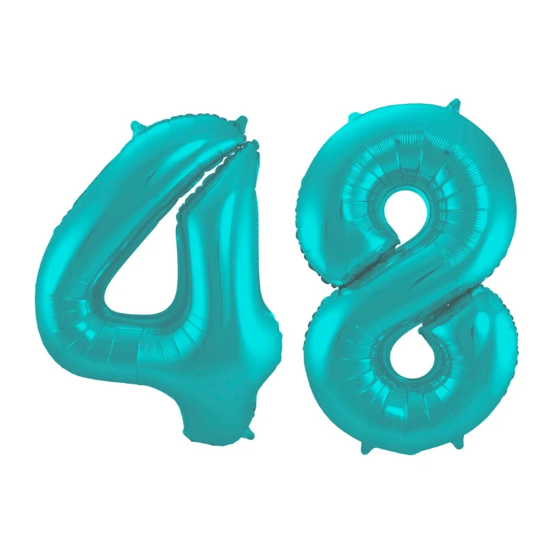 Folieballon 48 jaar metallic pastel aqua mat 86cm