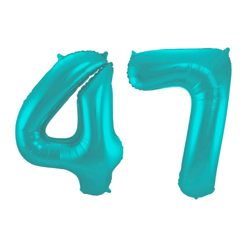 Folieballon 47 jaar metallic pastel aqua mat 86cm