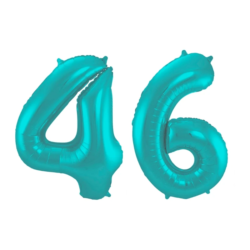 Folieballon 46 jaar metallic pastel aqua mat 86cm