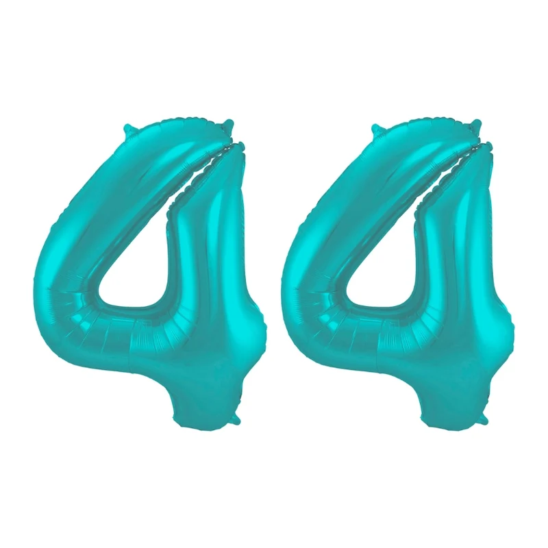 Folieballon 44 jaar metallic pastel aqua mat 86cm