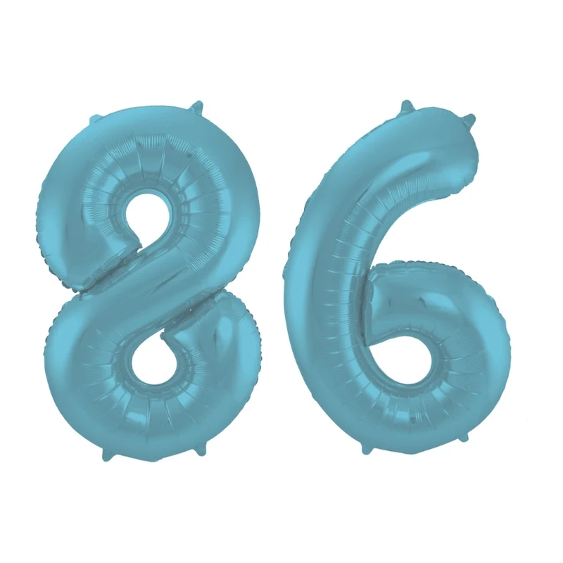 Folieballon 86 jaar metallic pastel blauw mat 86cm