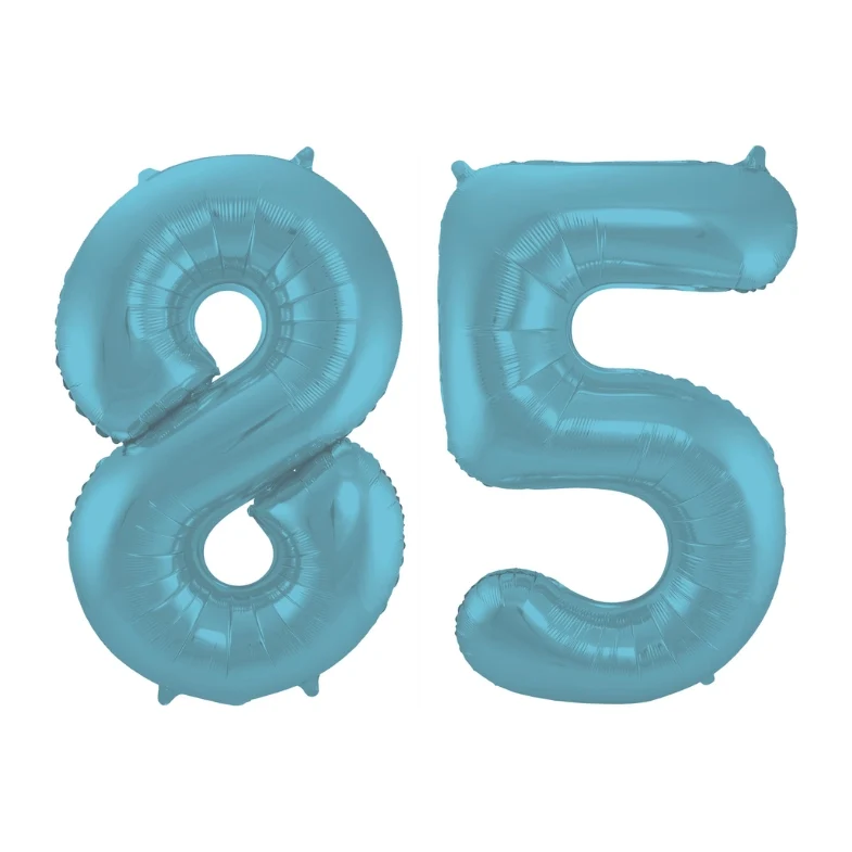 Folieballon 85 jaar metallic pastel blauw mat 86cm
