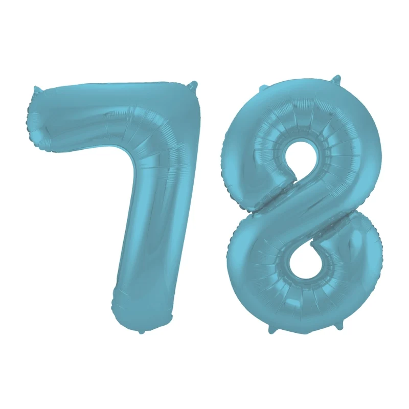 Folieballon 78 jaar metallic pastel blauw mat 86cm