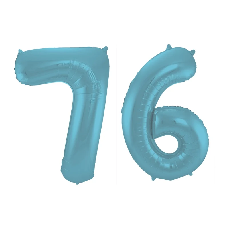 Folieballon 76 jaar metallic pastel blauw mat 86cm