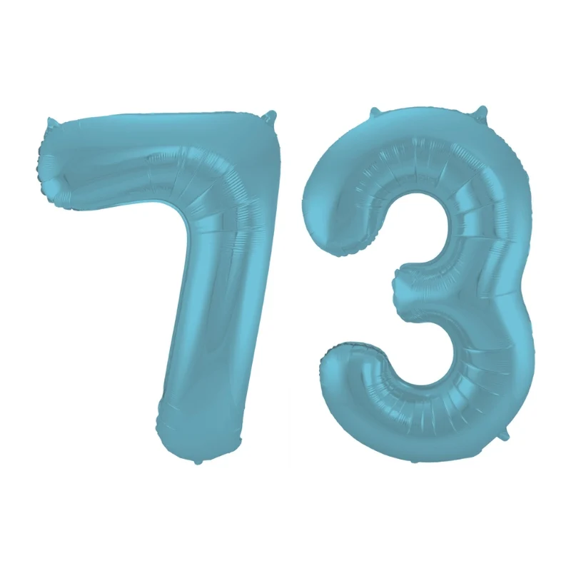 Folieballon 73 jaar metallic pastel blauw mat 86cm
