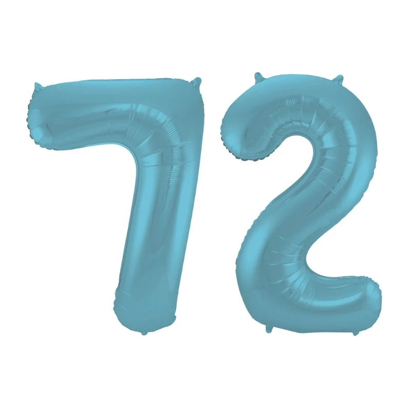 Folieballon 72 jaar metallic pastel blauw mat 86cm