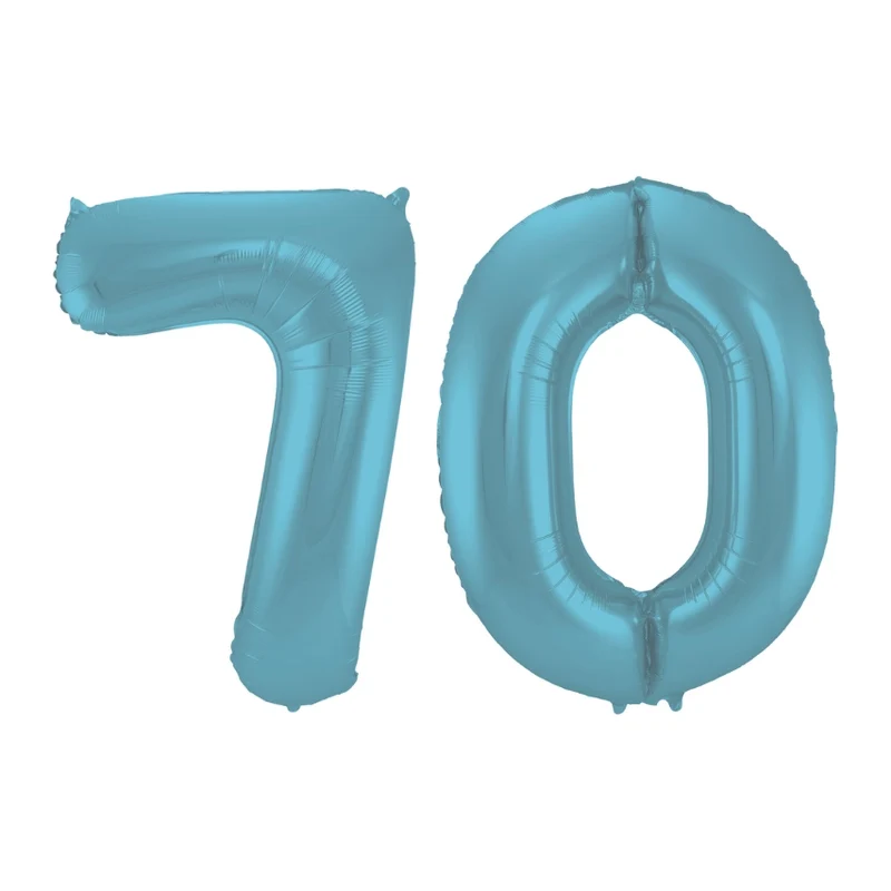 Folieballon 70 jaar metallic pastel blauw mat 86cm