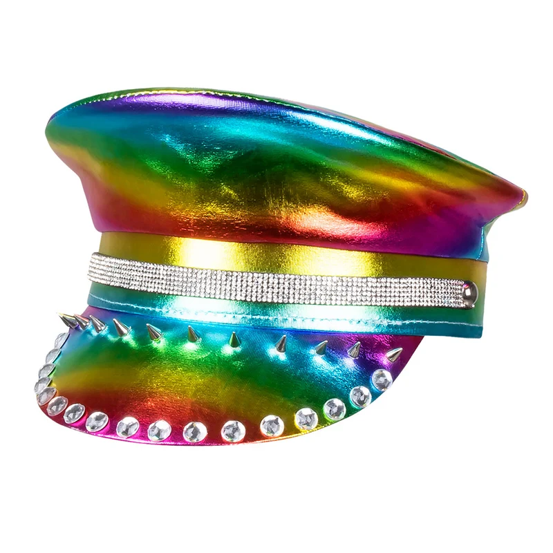Regenboog pet glimmend strass