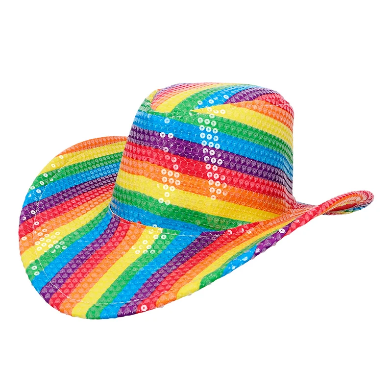 Cowboyhoed regenboog pailletten Pride