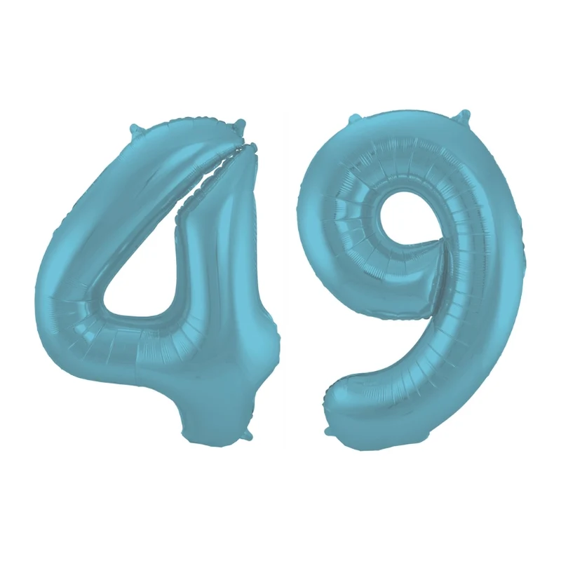Folieballon 49 jaar metallic pastel blauw mat 86cm