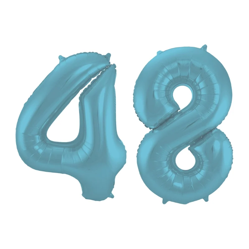 Folieballon 48 jaar metallic pastel blauw mat 86cm