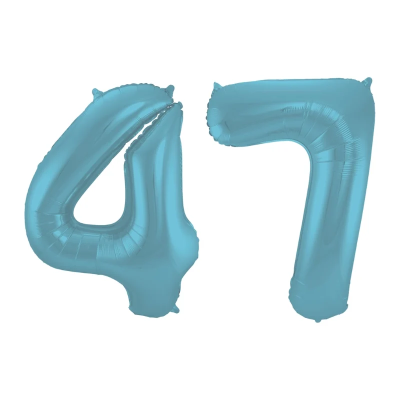 Folieballon 47 jaar metallic pastel blauw mat 86cm
