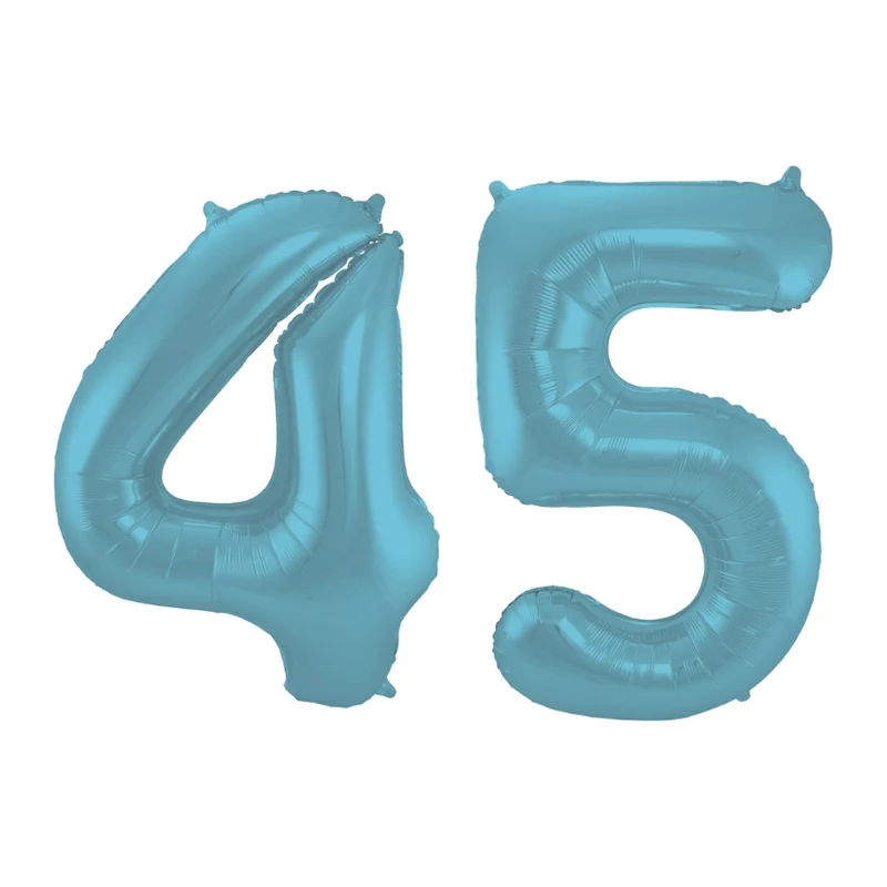 Folieballon 45 jaar metallic pastel blauw mat 86cm
