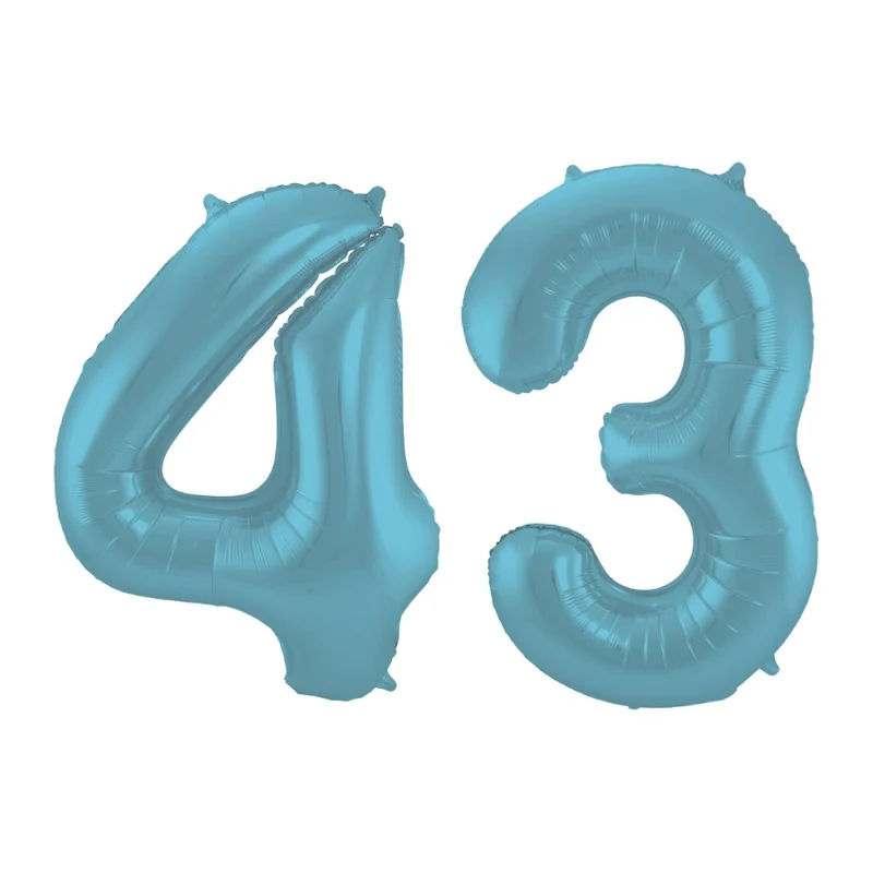 Folieballon 43 jaar metallic pastel blauw mat 86cm