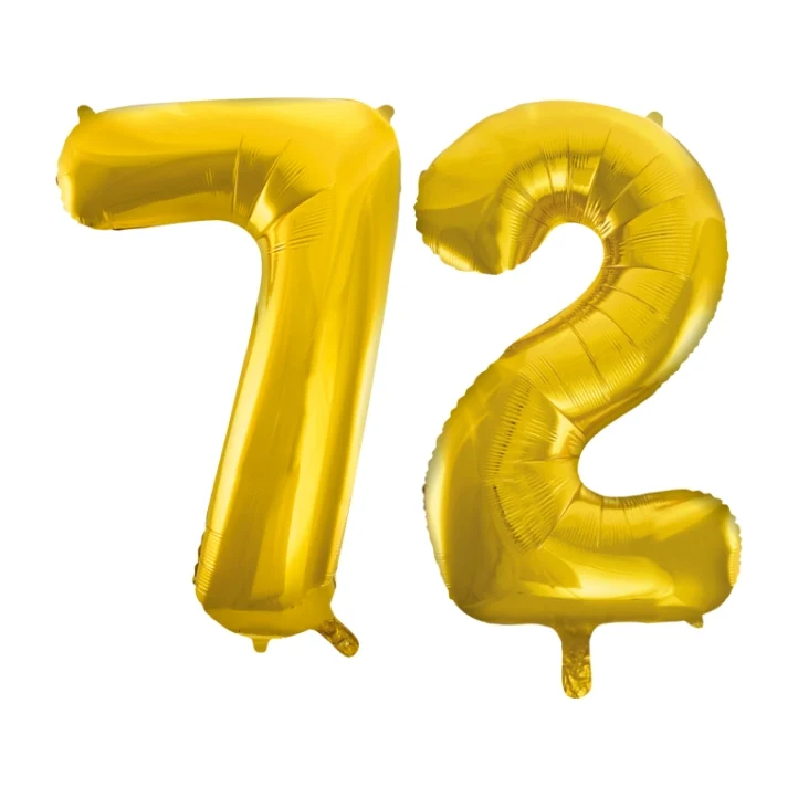 Folieballon 72 jaar Goud 66cm