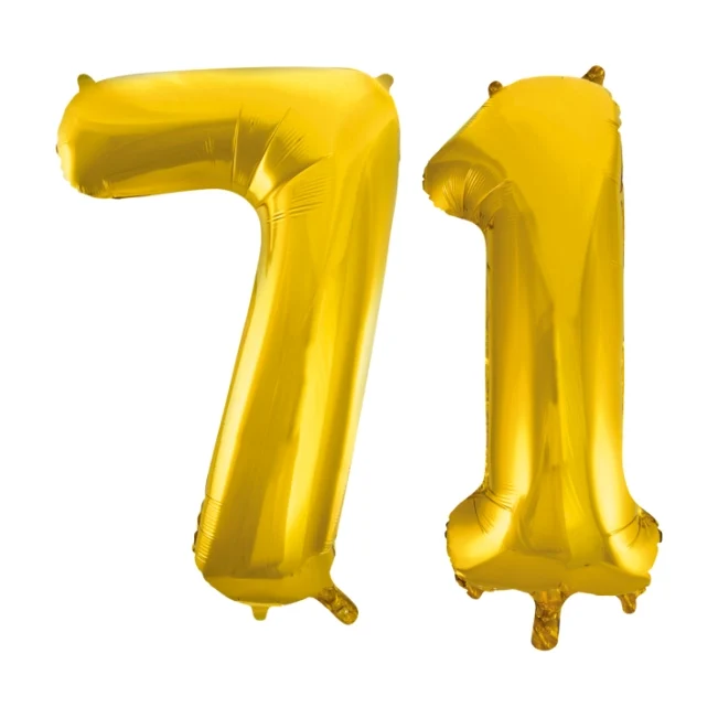 Folieballon 71 jaar Goud 66cm