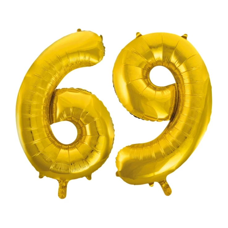 Folieballon 69 jaar Goud 66cm