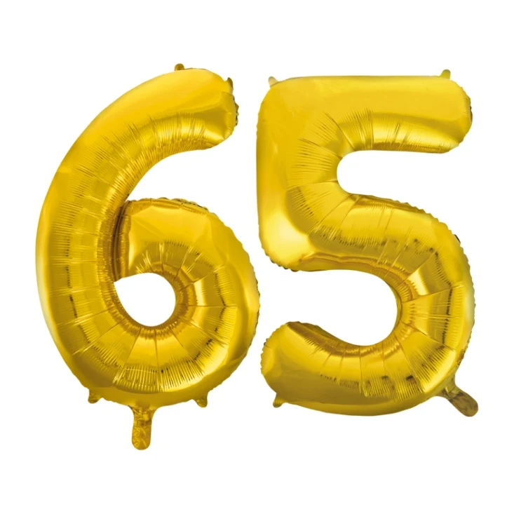 Folieballon 65 jaar Goud 66cm