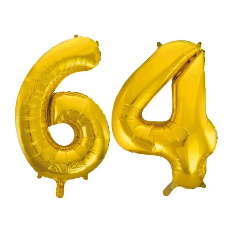 Folieballon 64 jaar Goud 66cm