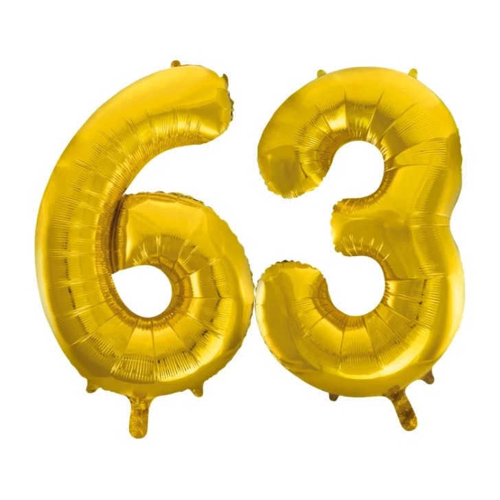 Folieballon 63 jaar Goud 66cm