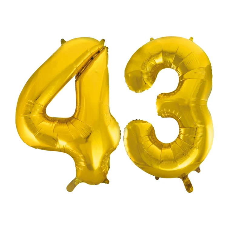 Folieballon 43 jaar Goud 66cm