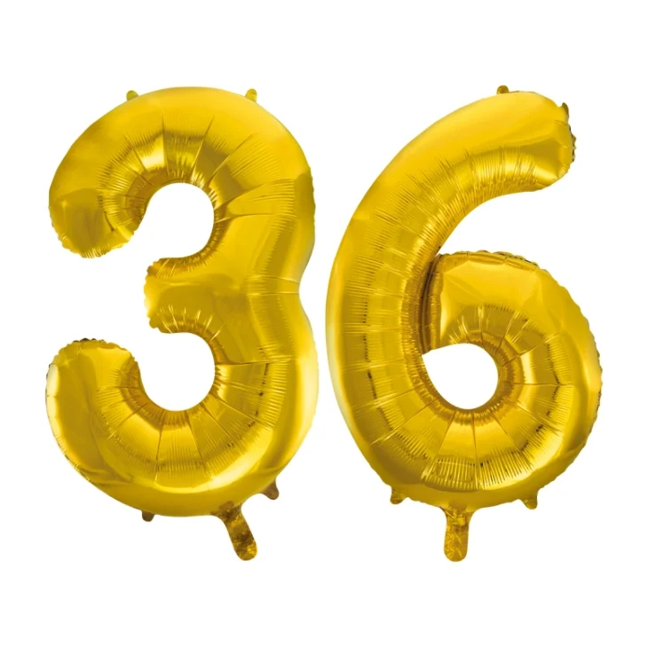 Folieballon 36 jaar Goud 66cm