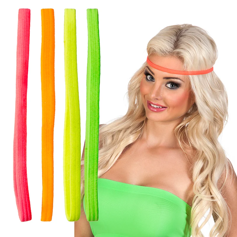 4 Elastieke haarbandjes neon