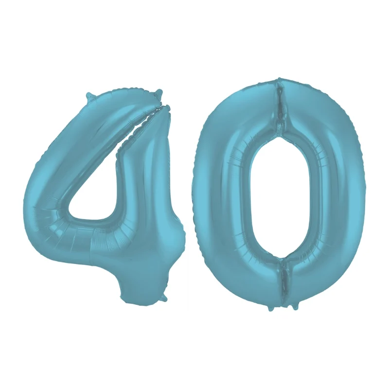 Folieballon 40 jaar metallic pastel blauw mat 86cm
