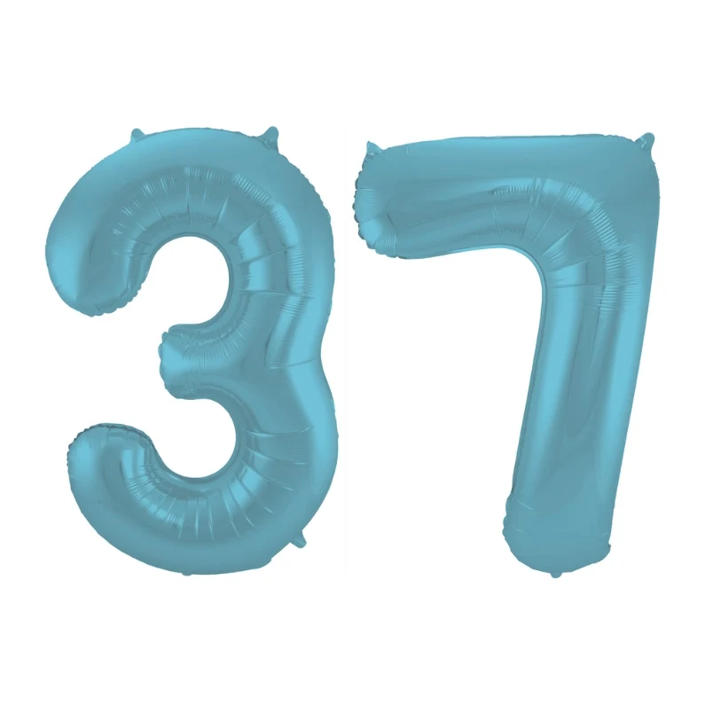 Folieballon 37 jaar metallic pastel blauw mat 86cm